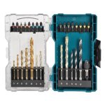 Coffret dembouts et forets - makita - e - 07054 - 29 pi�ces - hss - tin - plastique - accessoires