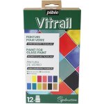 Coffret de peinture - pebeo - peinture vitrail - 12 pots de 20 ml - multicolore - dcoration sur verre ...