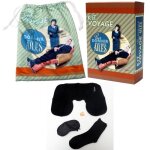 Coffret kit de voyage ailes - masque coussin cervical gonflable paire de bouchons anti - bruit oreilles ...