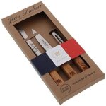 Coffret kraft 3 pices - jean dubost - laguiole - rpublique franaise et elyse - manche en bois dolivier ...