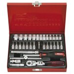 Coffret de douilles - ks tools - f6 - 1 / 4 - 33 pièces - chrome mat Coffret de douilles - ks tools - f6 - 1 / 4 - 33 pièces - chrome mat