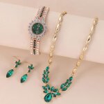 Coffret montre femme + des boucles doreilles + collier ? diamant gemme verte cadran ciel étoilé bracelet ... Coffret montre femme + des boucles doreilles + collier ? diamant gemme verte cadran ciel étoilé bracelet ...