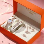 Coffret montre femme + bracelet + collier + bague + des boucles doreilles ? diamant temp�rament gr�ce ...