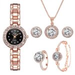 Coffret bijoux femme - luxe - montre quartz - dor� rose - noir - chic