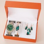 Coffret montre femme + bracelet + collier + des boucles doreilles + bague ? diamant gemme vert mode tempéramen ... Coffret montre femme + bracelet + collier + des boucles doreilles + bague ? diamant gemme vert mode tempéramen ...