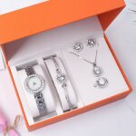 Coffret montre femme + collier + bracelet + anneau + des boucles doreilles ? diamant luxe gr�ce cadeau ...