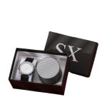 Coffret montre femme + conf�rencier - diamant noir bracelet en cuir mode cadeau danniversaire luxe