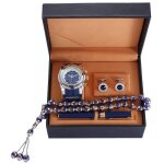 Coffret montre homme de marque + chapelet + boutons de manchette + stylo - haute qualit� �tanche bleu ...
