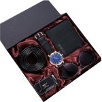 Coffret montre homme chronograph lunettes de soleil portefeuille ceinture costume quatre pices
