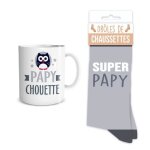Coffret mug (tasse) et chaussettes modle super papy