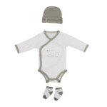 Coffret naissance bébé vêtement 0 - 3 mois taupe Coffret naissance bébé vêtement 0 - 3 mois taupe
