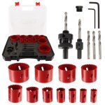 Coffret scie cloches bi - mtal hss - 17 pices - diamtre 20  68 mm - profondeur coupe 40mm - perage ...