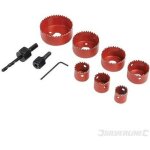 Coffret scies - cloches - silverline - 21 - 64 mm - acier - pour couper du bois