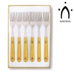 Coffret service 6 fourchettes de table nontron - manche en buis - marque nontron