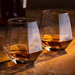 Coffret de verres � vin - out of the blue - diamo - 2 verres - verre � pied - design � facettes