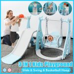 Ensemble de terrain de jeu - cofomaison - toboggan 3 en 1 - balanoire - hdpe cologique - intrieur