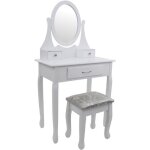 Coiffeuse en bois blanc - avec miroir et tabouret assorti - 3 tiroirs