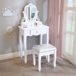 Coiffeuse enfant blanc avec miroir et tabouret pour les filles 345678 ans princesse europenne style