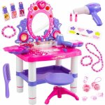 Coiffeuse enfant - kinderplay - kp2798 - rose - fonction de lumi�re - avec tabouret lumi�re et son