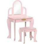 Coiffeuse enfant avec tabouret homcom mdf 52x32x85cm rose