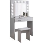 Coiffeuse pour femme avec miroir clair tabouret rembourr et 2 tiroirs table de maquillage gris clair ...