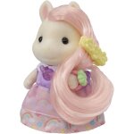 Coiffeuse fille poney - sylvanian families - joy aux cheveux roses - accessoires de coiffure inclus