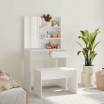 Coiffeuse - kaptafelset - 745x40x141 cm - bois ding�nierie - miroir inclus - design contemporain