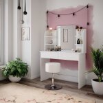 Vicco coiffeuse charlotte blanc 106 cm avec miroir led et tabouret Vicco coiffeuse charlotte blanc 106 cm avec miroir led et tabouret