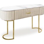 Menzzo coiffeuse paloma 1 tiroir velours beige