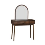 Coiffeuse décor bois miroir arrondi 2 tiroirs linear Coiffeuse décor bois miroir arrondi 2 tiroirs linear