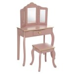 Coiffeuse avec tabouret pour enfant en bois coloris rose antique - longueur 5950 x profondeur 29 x hauteur ... Coiffeuse avec tabouret pour enfant en bois coloris rose antique - longueur 5950 x profondeur 29 x hauteur ...