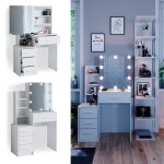 Coiffeuse vicco conrada table de maquillage commode de maquillage + clairage led commode