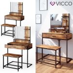 Coiffeuse vicco fyrk table de maquillage commode de maquillage ch�ssis m�tallique