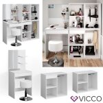 Coiffeuse vicco isabelle table de maquillage commode de maquillage + tabouret meuble d?appoint