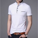 Col montant homme été polo coton t - shirt à manches courtes polo décontracté taille plus slim xs - 3xl ... Col montant homme été polo coton t - shirt à manches courtes polo décontracté taille plus slim xs - 3xl ...