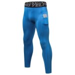 Collant de compression pour homme - insfity - avec poches pour fitness running - bleu