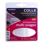 Colle thermofusible - techman - 15 bâtons - 12 mm diamètre - 100 mm longueur - fusion à 85°c Colle thermofusible - techman - 15 bâtons - 12 mm diamètre - 100 mm longueur - fusion à 85°c