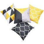 Collection de 4 conceptions housses de coussin geometrique en lin de 18 pouces