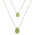 Collier - ab�lia - alliage plaqu� or jaune 18 carats - jade vert - taille unique - femme