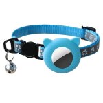 Collier ajustable pour chat et chien avec protection en silicone pour apple airtag tracker - bleu Collier ajustable pour chat et chien avec protection en silicone pour apple airtag tracker - bleu