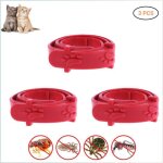 Collier anti - puces - animalerie - chat - 3 pices - rouge - rglable en silicone