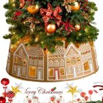 Collier darbre de noël - prumya - maison en pain dépices - led - 28 pouces - pvc blanc Collier darbre de noël - prumya - maison en pain dépices - led - 28 pouces - pvc blanc