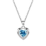 Collier en argent 925 femme - insfity - pendentif coeur - bleu - �l�gant - cadeau parfait saint - valentin ...