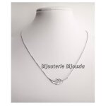 Collier et bracelet tendance plumes en argent massif rhodi� 925 / 1000 avec oxyde de zirconium