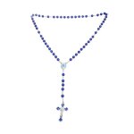 Collier chapelet - sonew - pendentif crucifix - acrylique - bleu - cadeau religieux Collier chapelet - sonew - pendentif crucifix - acrylique - bleu - cadeau religieux