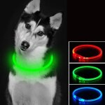 Collier pour chien led scurit lumineux rechargeable usb 100mah ajustable 70cm vert