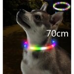 Collier pour chien led scurit lumineux rechargeable usb 200mah ajustable 70cm