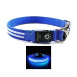 Collier pour chien led sécurité collier lumineux rechargeable usb 250mah ajustable 65cm bleu Collier pour chien led sécurité collier lumineux rechargeable usb 250mah ajustable 65cm bleu
