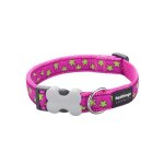 Collier pour chien réglable red dingo - rose étoiles vertes - 20 mm x 31 / 47 cm Collier pour chien réglable red dingo - rose étoiles vertes - 20 mm x 31 / 47 cm