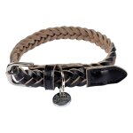 Collier pour chien rglable tress 30 - 45cm noir